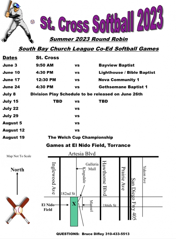 2023 St. Cross Softball Game Schedule